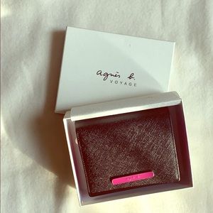 Agnes b wallet black/pink (with box)